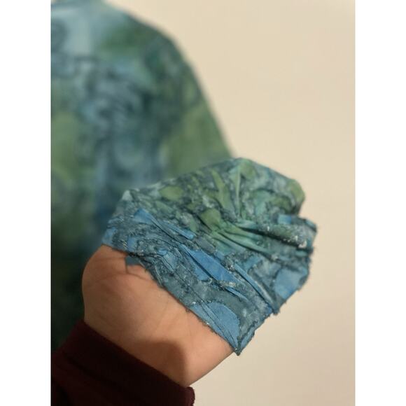 Susan Graver Burnout Knit Cardigan Only Turquoise Green M - Picture 6 of 6